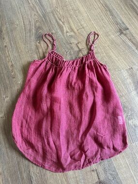Eileen Fisher Linen Spaghetti Strap Tank top Berry Size M
